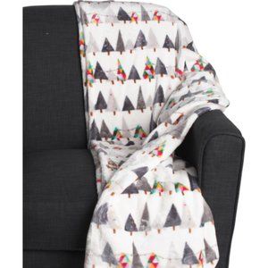 NEW Berkshire Christmas Tree Lights Throw Blanket Microfleece 50x70" Modern Gray